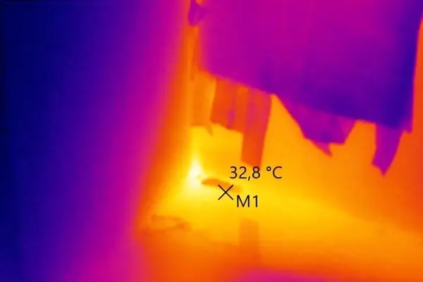 Termografia mostra perdita su impianto di riscaldamento a pavimento sotto il parquet